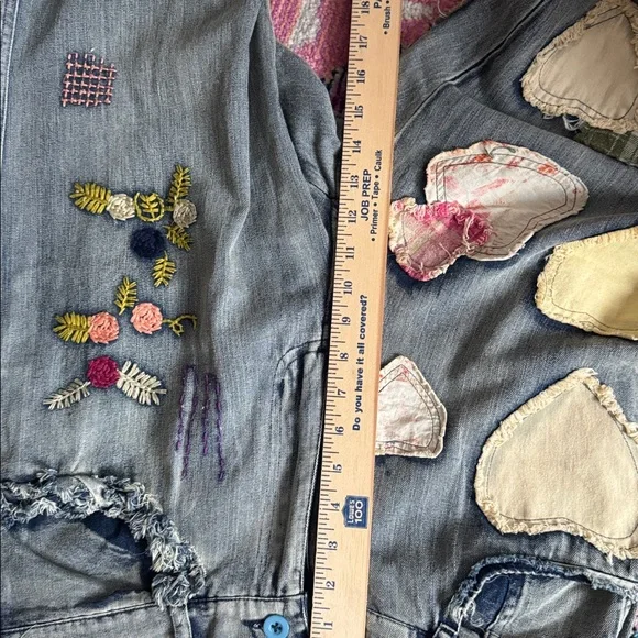 Blue Velvet lightweight patchwork heart embroidered jeans medium nwt - Picture 12 of 13